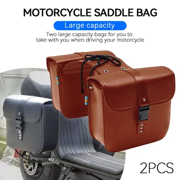 1 Pár Univerzální Motocykl Sedlové brašny Boční brašna Úschova zavazadel Bag PU Kůže Pro Honda Suzuki