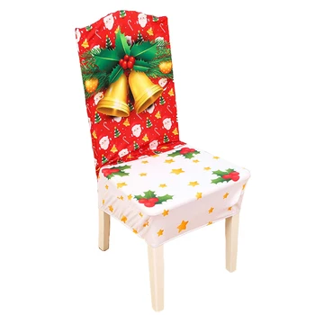 1ks Jídelní Židle Kryt Stretch Židle Potah Látka Vánoční Obtisk Sedadla, Zadní ochranný Kryt Pouzdro Pro Vánoční Večírek Dekor