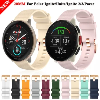 20 mm Růžové Zlato Spony Silikonové Watchband Polar /Sjednotit Hodinky Popruh Pro Zapálení 2/3 Pacer Náramek Výměnu Příslušens