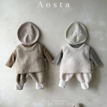 2024 Korea Styl Podzim Zima Baby Plyšové Vesty Vesty Kabáty Zahustit Teplé Dítě Dívka Zimní Oblečení Dětské Oblečení