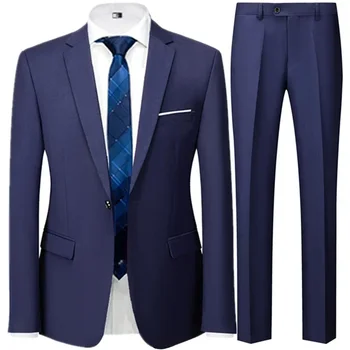 2024 Ležérní Pánské Obleky 2 Ks Sada Módní Solidní Business Formální Svatební Smoking Slim Fit Muž Oblek Sako s Kalhoty