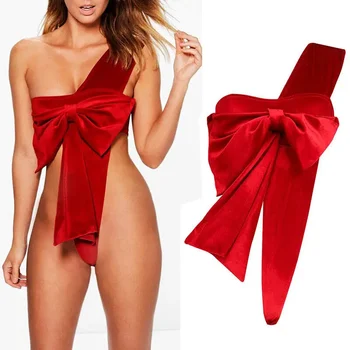 2024 Ženy Sexy Sametová Stuha Dárek Luk Teddy Vánoční Kombinézu Spodní Prádlo Šaty Kostým