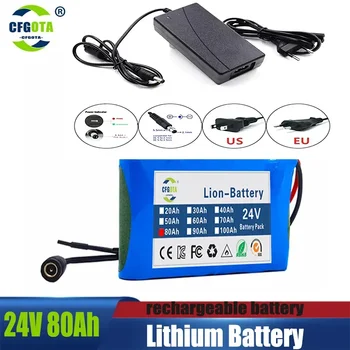 24V 80Ah 6s1p baterie 18650 dobíjecí lithium-iontová baterie pro 25,2 v baterie lithium elektrický skútr elektrické kolo + bms