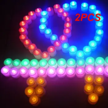 2KS Bezplamenová LED Svíčka Multicolor Lampa Romantické Svíčky Světla Pro Domácí Narozeninové Party, Svatební Dekorace