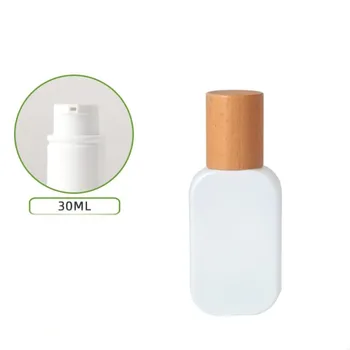 30ml bílá skleněná láhev dřevěné víko sérum/krém/emulze/nadace/esence toaleta toner vody, péče o pleť kosmetické balení
