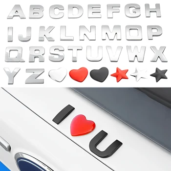 3D Kovové Abeceda Stříbrný Odznak Chrome Silver Písmena, Čísla, Logo Auto Samolepka Car Styling Kufru Logo Dopisy Znaku pro Audi BMW