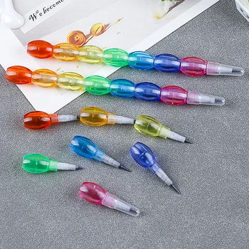 4ks/set 12,5 cm Roztomilý Rainbow Montáž Psaní Tužky Non-ostření Tužky pro Studenty Psaní Pera Školní Kancelářské Potřeby