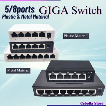 5/8 porty Gigabit Ethernet Switch 10/100/1000M Vlákno Optický Media Konvertor Fiber Spínač Kov a Plast Materiál