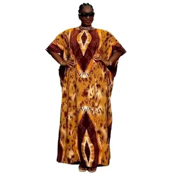 Afro Plus Velikosti Šaty pro Ženy Podzimní Elegantní Africké Polovina Rukáv V-neck Tisk Dlouhé Maxi Šaty Dashiki Africké Oblečení