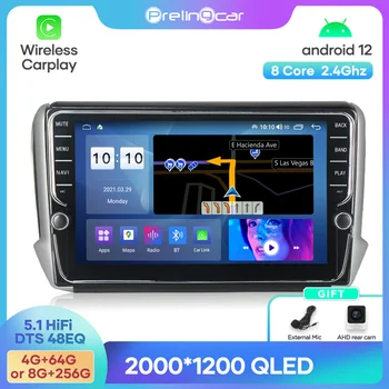 Android 12 DTS Zvuk Pro Peugeot 208 2008 2013 - 2017 Let Navigační Multimediální Auto Přehrávač Rádio 2Din Stereo Bluetooth 48EQ