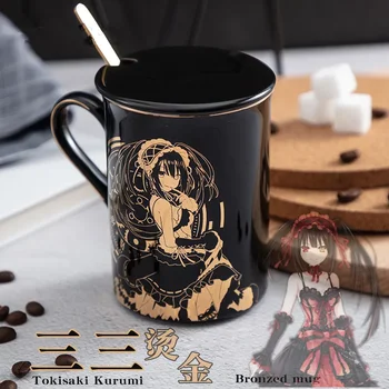 Anime DATE A LIVE Tokisaki Kurumi Vody Cup Hrnek Šálek Horké Ra¾by Keramika Porcelán Šálek, Lžíce+Šálek víko Dárky Cosplay Cosplay
