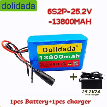 Batterie au lithium 6s2p 24V 13.8 Ah 18650, 25,2 v 13800mAh, pour vélo électrique avec BMS et chargeur inclus