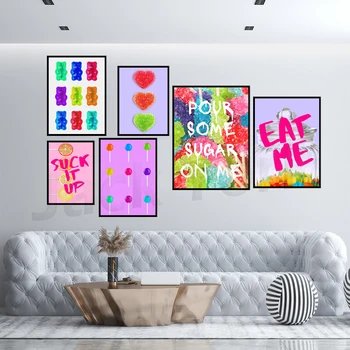 Bonbón, plakát, Barevné domácí výzdoba, Eklektický dekor, Maximalistické zdi tisk, Funky dekor, Barevné kuchyni, Candy téma dekor