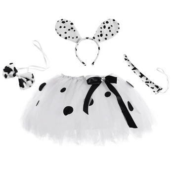 Bílý Dalmatin Pes Tutu Sukně Oblečení pro Holčičky Zvířecí Halloween Kostýmy pro Děti, Batole Narozeniny Tutus Tylu Sukně