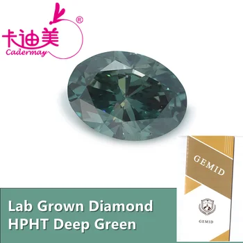 CADERMAY Oválného Tvaru, tmavě Zelené Barvy VVS1 VS1 Jasnosti HPHT Lab Pěstuje Diamond Uvolněný Kámen S Certifikátem Pro Výrobu Šperků