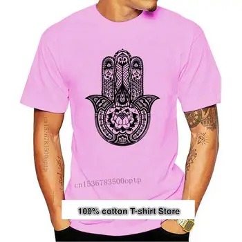 Camiseta de algodón para hombre, camisa con estampado grande de tatuaje de mano de Fátima, Tribal, Hamsa, estilo redondo, nueva