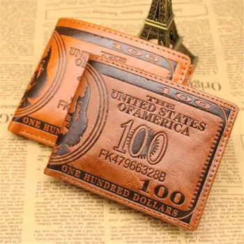 Dihope Pánské Peněženky S 100 US Dollar Vzor Peněženka Mužské Kožené Peněženky Fotografii Držitele Karty Módní Peněženka Velká Kapacita
