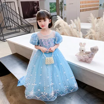 Disney Letní Frozen Elsa Šaty Děti Strana Krátký Rukáv Módní Princezna kostým Holčička Dárek k Narozeninám Vánoční Oblečení