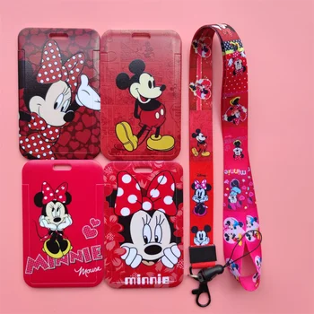 Disney Minnie Mickey Karty Držitele Šňůrka Červená Styl Ženy Identity Odznak Držitelé Dívky ID Karty Případě, Zatahovací Popruh na Krk, Klip