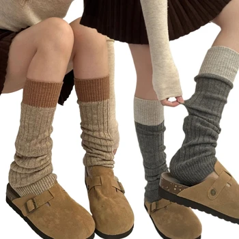 Dámské Zimní Podzim Colorblock Žebrovaný Úplet Kolena Vysoké Návleky Dlouho Boot Ponožky