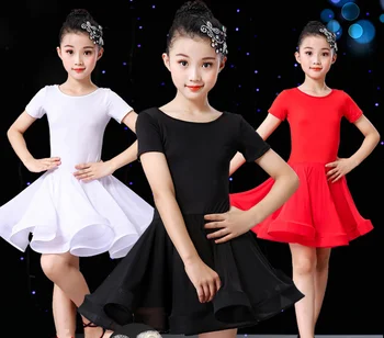Dívka, Latin Dance Šaty Děti, Taneční Sál Taneční Šaty Salsa Černé Děti Red Tango Šaty Tanec Jevištní Výkon Oděvy