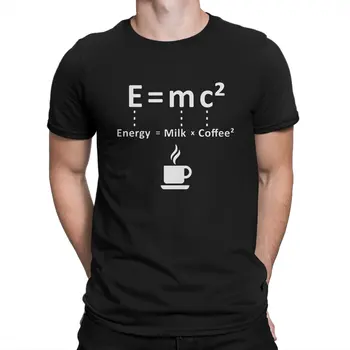 Energie=Mléko+Káva+Koks Kreativní Tričko pro Muže E = MC2 Kulatý Límec Čistá Bavlna Tričko Přizpůsobit Dárek Oblečení Streetwear