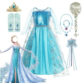Fantazie Dívky Letní Šaty Modré Elsa Zdobený Mesh Plesové Šaty Halloween, Karneval, Párty, Narozeniny Cosplay Oblečení Princezna Kostýmy