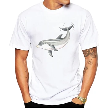 Fashion Men T-Shirt Hipster Bavlněné Tričko Baby dolphin Tištěné Tričko O-Neck Casual Vrcholy