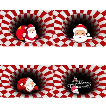 Flanelové 3D černé díry vizuální tisk Vánoční Koberec XMAS Domácí Dekoraci Velké Ploše Koberce Nový Rok kuchyň Non-Slip Rohože