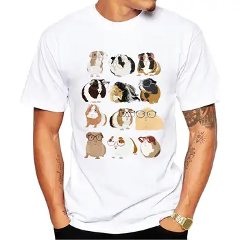 FPACE Kočka /Pes S Brýle Muži T-Košile Hipster morče S Brýlemi Tištěné t košile Krátký Rukáv Trička Vtipné Tričko