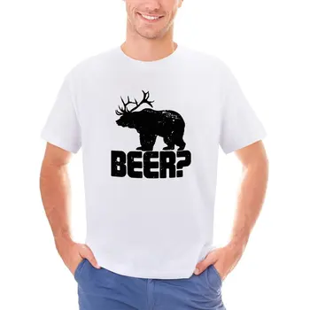 Harajuku T Shirt Medvěd Pivo Černé Bavlněné T-Košile Pohodě Zvířat Roztomilé Tričko pro muže Letní Y2K Základní Ležérní Top Tees