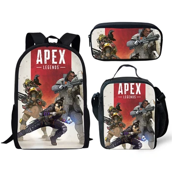 Hip Hop Populární Novinkou APEX 3D Tisk 3ks/Set žáků Školní Tašky, Laptop Batoh Daypack Sklon taška přes rameno, Pouzdro na Tužku