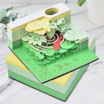 Hodně Štěstí Koi 3D Papír Carving Model Poznámka: Tabulka trojrozměrný Papírový Model Poznámkový blok, Pero Držitel Svátek Vánoční Dárky S Box