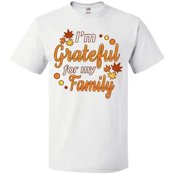 Inktastic jsem Vděčný Za Mou Rodinu V Orange S Listy na Podzim T-Košile Šťastná, Jak