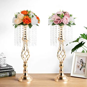 Ins Luxusní Kovové svícny s Crystal Květiny, Váza, Svícen Stolní Centerpieces Svatební Stůl Svíčka Stojí Svatební Prop