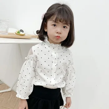 Ins Podzim Korejský Dítě Dívky Tričko Límcem Módní Bavlněné Comfort Dlouhý Rukáv Děti Dívky Svetr Měkké Dítě Dívka Svetr
