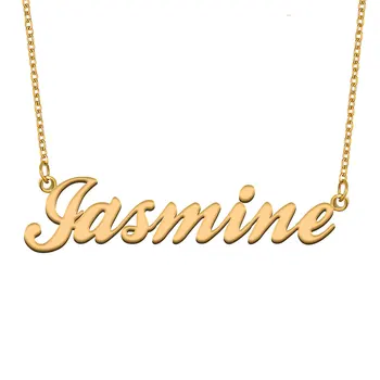 Jasmine Jméno Náhrdelník pro Ženy, Šperky z ušlechtilé Oceli Pozlacený Štítek Řetěz Přívěsek Femme Matky Přítelkyně Dárek
