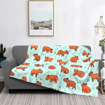 Kapybara Vzor Roztomilé Zvířecí Deka Fleece Dekorace Multifunkční Měkké Hodit Přikrývky pro Domácí Gauč Deka