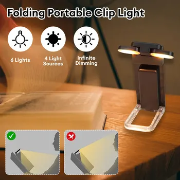 Klip-na Záložku Kniha Světlo, USB Dobíjecí Světlo na Čtení Nastavitelný Jas Přenosné Světlo na Čtení, Lůžka, Stůl Světlo