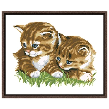 Kočky cross stitch kit zvířat vzor 18 karátů 11ct 14ct unprint plátno, výšivky DIY vyšívání