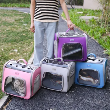 Kočky psi a psi mohou být skládací přenosné velkokapacitní prodyšná velké střešní okno a rameno pet batohu, když jde ven
