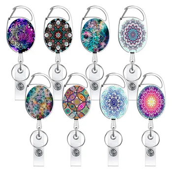 Mandala Zatahovací Vytáhnout Odznak Naviják Zinkové Slitiny Plastových ID Šňůrka Jméno Tag Karty Odznak Držitel Cívky Převinout Pásek Key Ring Klipy