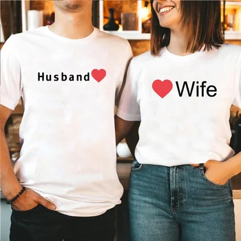 Manželka a Manžel Páry T Shirt Print Pár Tričko Letní Módní Ženy T-shirt Příležitostné O-Neck Topy Milovníky Tričko QL013