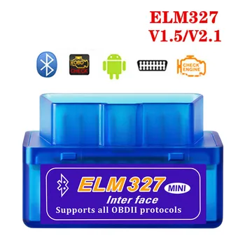 MINI ELM327 V1.5/V2.1 Skener, Adaptér, Automatický Diagnostický Nástroj s Bluetooth-Kompatibilní s OBD/OBDII Kód Reader Pro Android, Windows