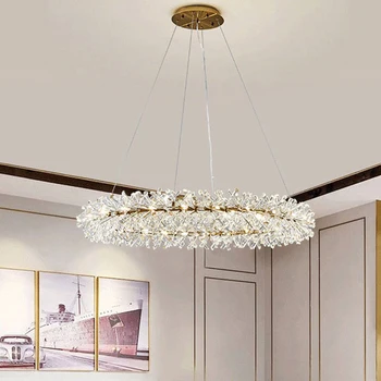 Moderní Lustry Vnitřní Luxusní Crystal Přívěsek Osvětlení Stropní Lustr Lampa Moderní Kolo Obývací Pokoj Ložnice Závěsné Svítidlo
