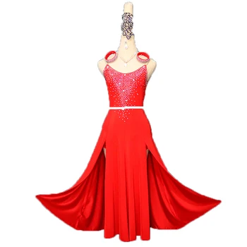 Módní Latin Taneční Praxe Oblečení Diamond Lemované Šaty Žena Dospělé Děti, High-end Výkon Konkurence Oblečení