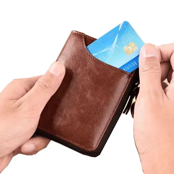 Nové RFID Blokování Zip Peněženka pro Muže, Vysoce Kvalitní PU Kůže Držitele Karty Taška Podnikání Cestovní Peněženky