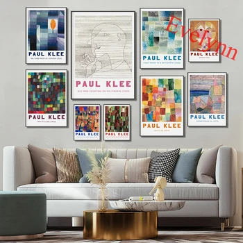 Paul Klee Výstava Plakátů,Podzimní,Tři Kopule, Město,Architektura,Abstraktní ,Slavný Umění Obývací Pokoj Dekor Plátno Wall Art Otisky