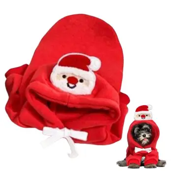 Pes Vánoční Mikina Santa Claus Štěně S Kapucí Měkké Dovolenou Psí Oblečení Měkké A Slavnostní Štěně Vánoční Tričko Pro Fotografování