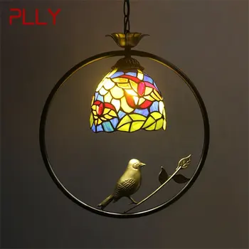 PLLY Tiffany Přívěsek Svítilna LED Kreativní Barevné Skla, Závěsné svítidlo Pták Dekor pro Domácí Jídelny, Ložnice, Balkon